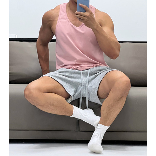 面料好！彈性運動健身純棉修身背心肌肉男顯身材無袖T恤健身海灘