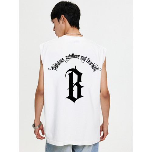 BONELESS BTW夏季潮牌坎肩運動背心男女美式寬松百搭無袖T恤上衣