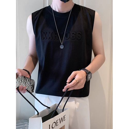 高級冰絲速乾背心男士無袖T恤2025新款夏季薄款白色運動坎肩男款