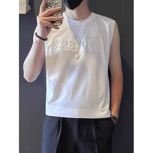 高級冰絲速乾背心男士無袖T恤2025新款夏季薄款白色運動坎肩男款