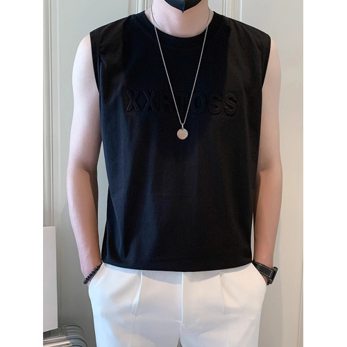 高級冰絲速乾背心男士無袖T恤2025新款夏季薄款白色運動坎肩男款