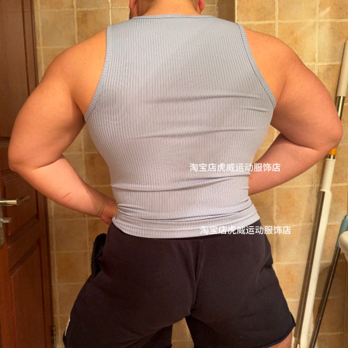 絲滑面料健身體育生顯壯無袖背心修身顯大顯壯顯肌肉男透氣獸人