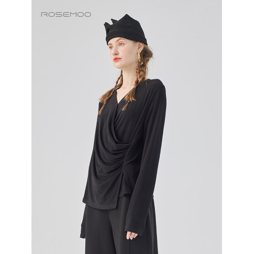 容子木ROSEMOO25年春季新款舒爽親膚針織V領打底衫RSS1TP123A