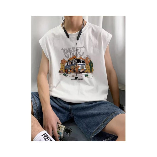 冰絲涼感速乾運動無袖t恤男夏季新款潮牌青少年寬松坎肩背心上衣