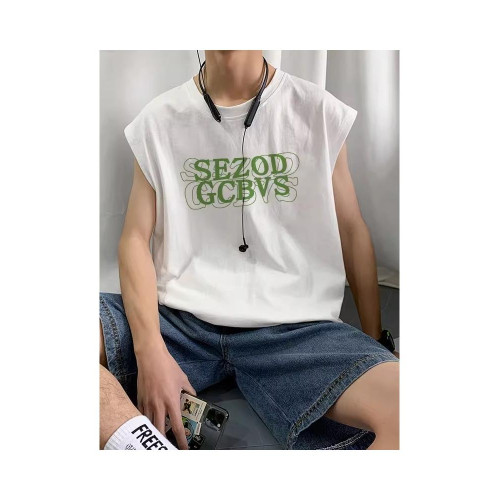 冰絲涼感速乾運動無袖t恤男夏季新款潮牌青少年寬松坎肩背心上衣