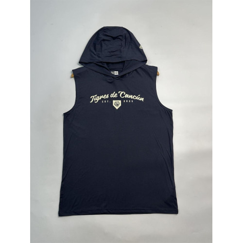 墨西哥棒球無袖連帽無袖坎肩 NE版男士運動背心 膠印印花大碼