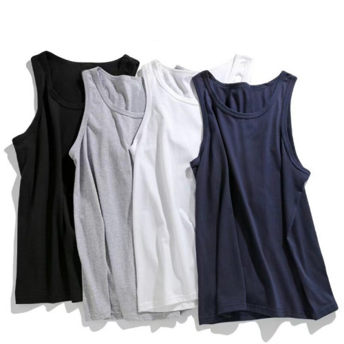 夏季美式百搭純色純棉背心健身無袖T恤全棉運動寬松打底衫潮2件裝