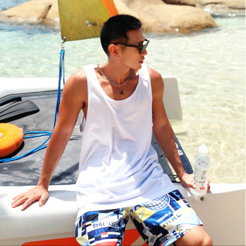 夏季美式百搭純色純棉背心健身無袖T恤全棉運動寬松打底衫潮2件裝