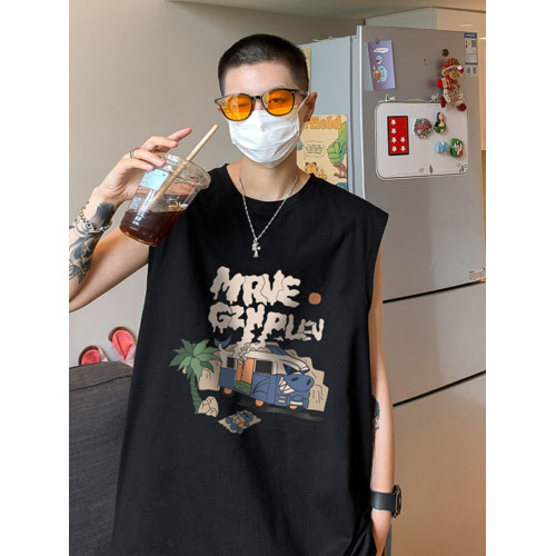 二道兩根筋男土背心二股無袖T恤跨欄小衫上衣服運動跑步褂頭啼血