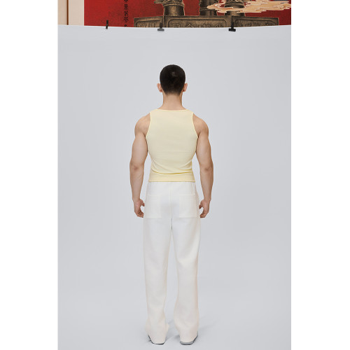 Cosy Rule 緊身款運動休閒健身螺紋背心｜淡黃色 亮黃色