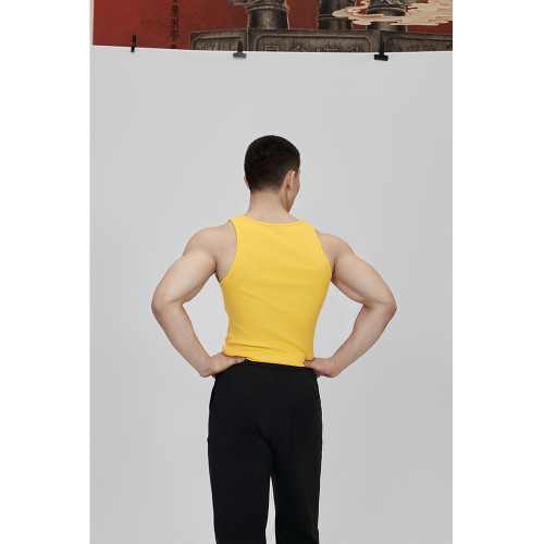 Cosy Rule 緊身款運動休閒健身螺紋背心｜淡黃色 亮黃色