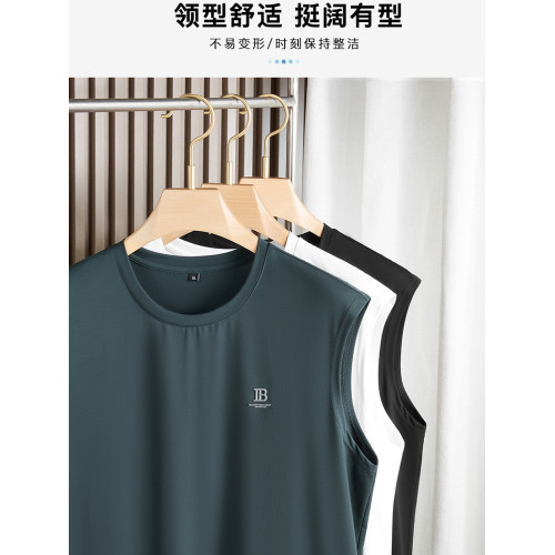 男士白色背心夏季薄款莫代爾打底衫加肥加大碼爸爸冰絲棉t恤無袖 男士白色背心夏季薄款莫代爾打底衫加肥加大碼爸爸冰絲棉t恤無袖