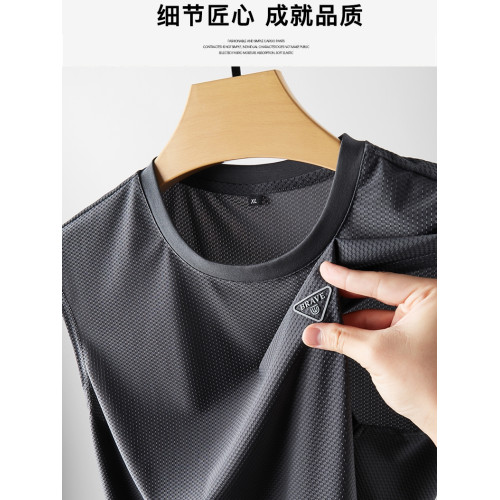 涼感冰絲背心男彈力薄款中年爸爸夏裝無袖t恤加肥加大運動速乾衣 涼感冰絲背心男彈力薄款中年爸爸夏裝無袖t恤加肥加大運動速乾衣