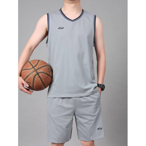 夏季肥佬純棉無袖運動套裝男寬松大碼薄款速乾健身背心跑步籃球服