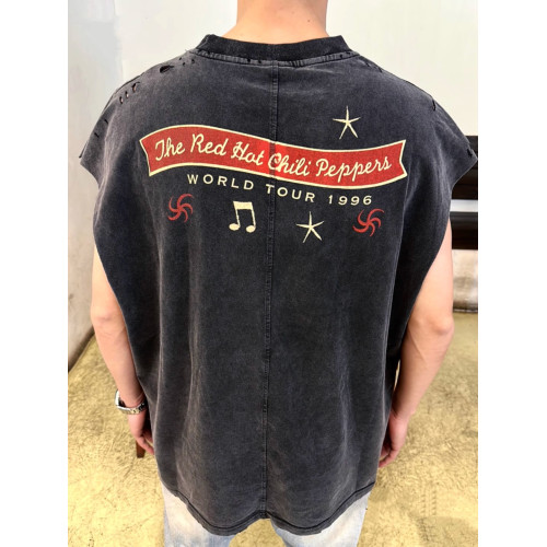美式vintage寬松廢土風破壞RED樂隊男士潮牌背心情侶T恤無袖坎肩 美式vintage寬松廢土風破壞RED樂隊男士潮牌背心情侶T恤無袖坎肩