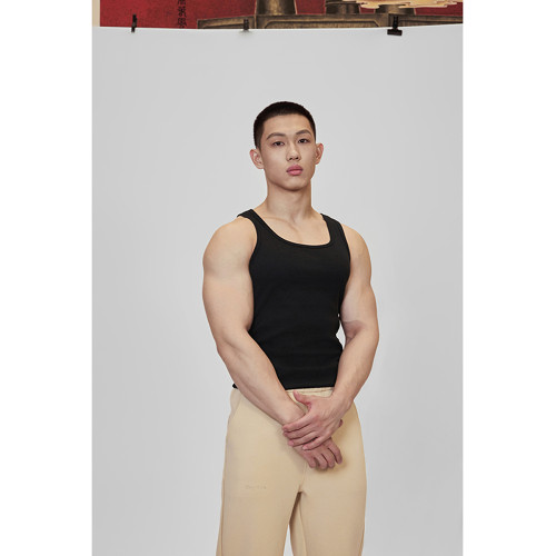 Cosy Rule 緊身款運動休閒健身螺紋背心｜黑色 白色