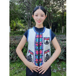 民族特色綉花尖角馬甲紅花邊馬夾男女同款馬褂帆布牛頭十三妹馬夾
