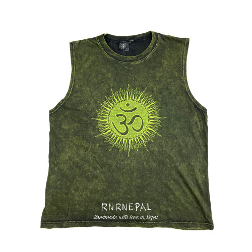 RNRNEPAL原創背心梵文手工拓印嬉皮上衣小衆無袖做舊T恤夏季純棉