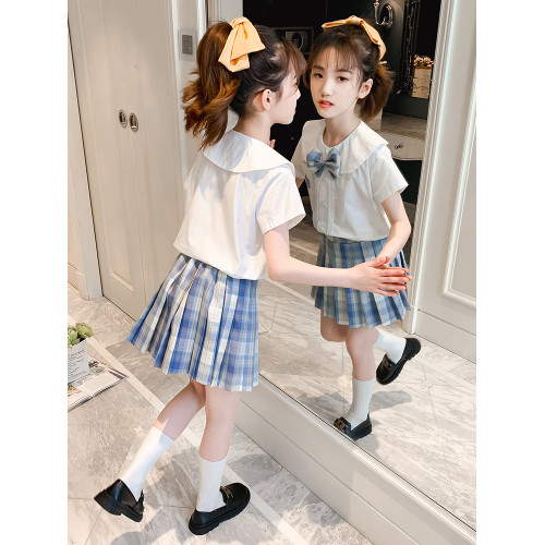女童JK製服日系學生裝jk裙全套兒童夏裝短裙校服學院風短袖套裝夏