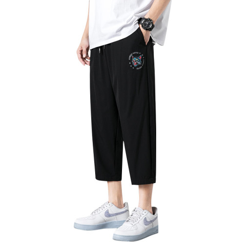 WASSUP NURAYA冰絲褲子男八分休閒男2025夏季薄款寬松直筒男褲子