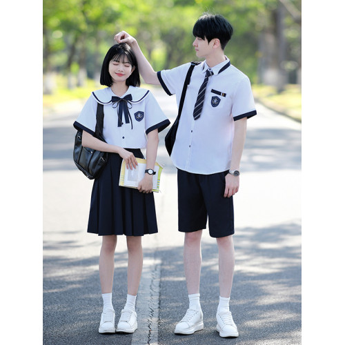 初中高中學院風襯衫畢業照班服夏季jk製服套裝中小學生團體合唱服