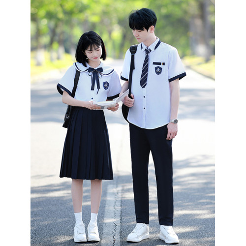 初中高中學院風襯衫畢業照班服夏季jk製服套裝中小學生團體合唱服