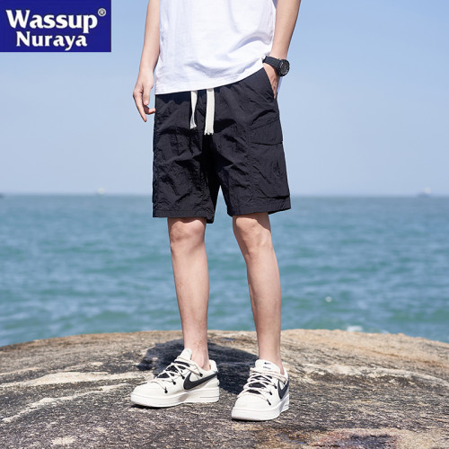 WASSUP NURAYA戶外冰絲速乾短褲男夏季薄休閒運動寬松五分中褲子