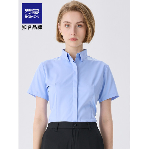 羅矇2025白色短袖襯衫夏季短袖職業正裝工作服免燙氣質修身襯衣女