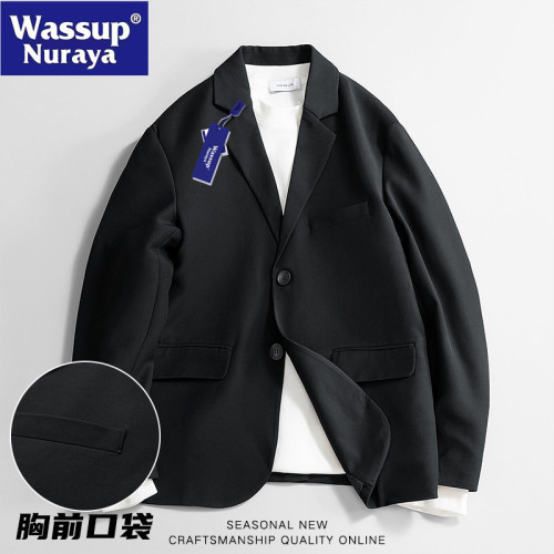 WASSUP Nuraya潮牌港風復古西裝外套男春秋高級寬松休閒西服夾克