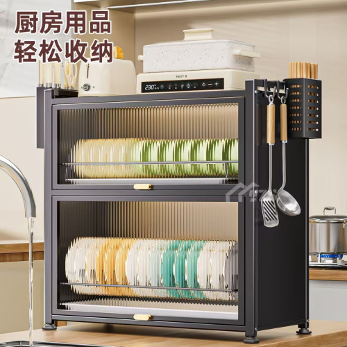 廚房碗櫃收納盒防塵放碗架台面碗碟收納架家用雙層碗筷碗盤瀝水架