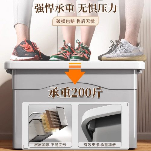 家用臥室收納箱大容量塑膠加厚衣物被子儲存箱玩具襍物帶蓋整理箱