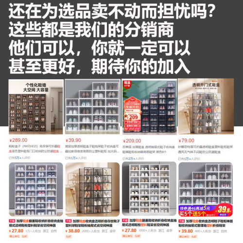 家用防塵收納鞋盒透明加厚PP塑膠翻蓋盒子可折曡宿舍防潮鞋櫃