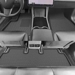 適用特斯拉ModelY電車汽車腳墊前後備箱墊特斯拉腳墊矽膠改裝配件