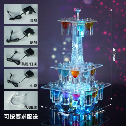 鐵藝鍍金奢華充電式led發光杯架酒吧ktv聚會商用子彈杯一口杯酒架