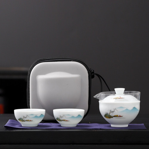 影青可攜式快客杯戶外旅行功夫茶具套裝整套陶瓷商務小禮品伴手禮