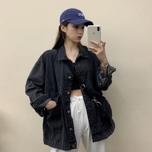 牛仔外套女2024春秋季新款韓版寬松BF百搭學生原宿復古長袖上衣女
