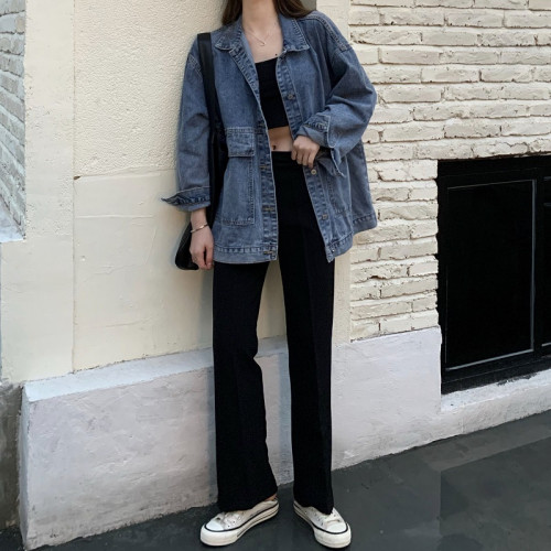 牛仔外套女2024春秋季新款韓版寬松BF百搭學生原宿復古長袖上衣女