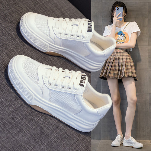 網面小白鞋女2025新款夏季薄款韓版厚底透氣百搭爆款休閒運動女鞋
