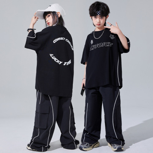 爵士舞女童服街舞兒童嘻哈潮服女孩走秀表演服炸街演出服套裝