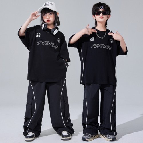 爵士舞女童服街舞兒童嘻哈潮服女孩走秀表演服炸街演出服套裝