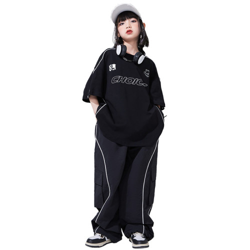 爵士舞女童服街舞兒童嘻哈潮服女孩走秀表演服炸街演出服套裝