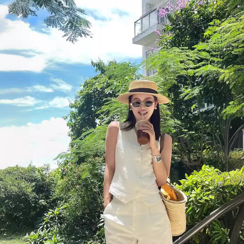無袖棉麻亞麻套裝女高級夏裝冷淡風高級感馬甲背心休閒短褲兩件套
