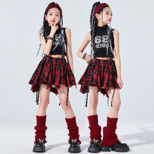 爵士舞女童服街舞兒童嘻哈潮服女孩走秀表演服炸街演出服套裝