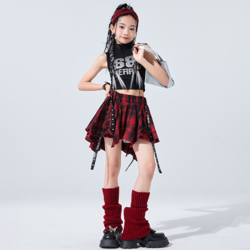 爵士舞女童服街舞兒童嘻哈潮服女孩走秀表演服炸街演出服套裝