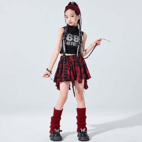 爵士舞女童服街舞兒童嘻哈潮服女孩走秀表演服炸街演出服套裝