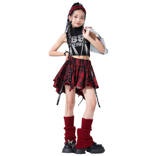 爵士舞女童服街舞兒童嘻哈潮服女孩走秀表演服炸街演出服套裝