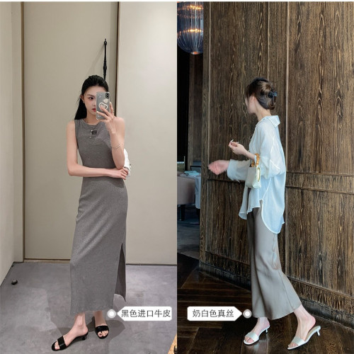 葡萄媽studiolee 極簡風氣質真絲一字帶高跟鞋小貓跟涼拖鞋女夏款
