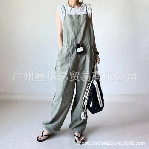 2025日韓夏季連體衣吊帶方領寬松濶腿連體褲