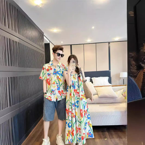 多巴胺親子裝2025新款夏天海邊度假沙灘裙一家三口母子母女連衣裙