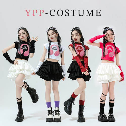 爵士舞服裝兒童走秀露臍套裝jazz女童街舞舞蹈練功表演服少兒童裝